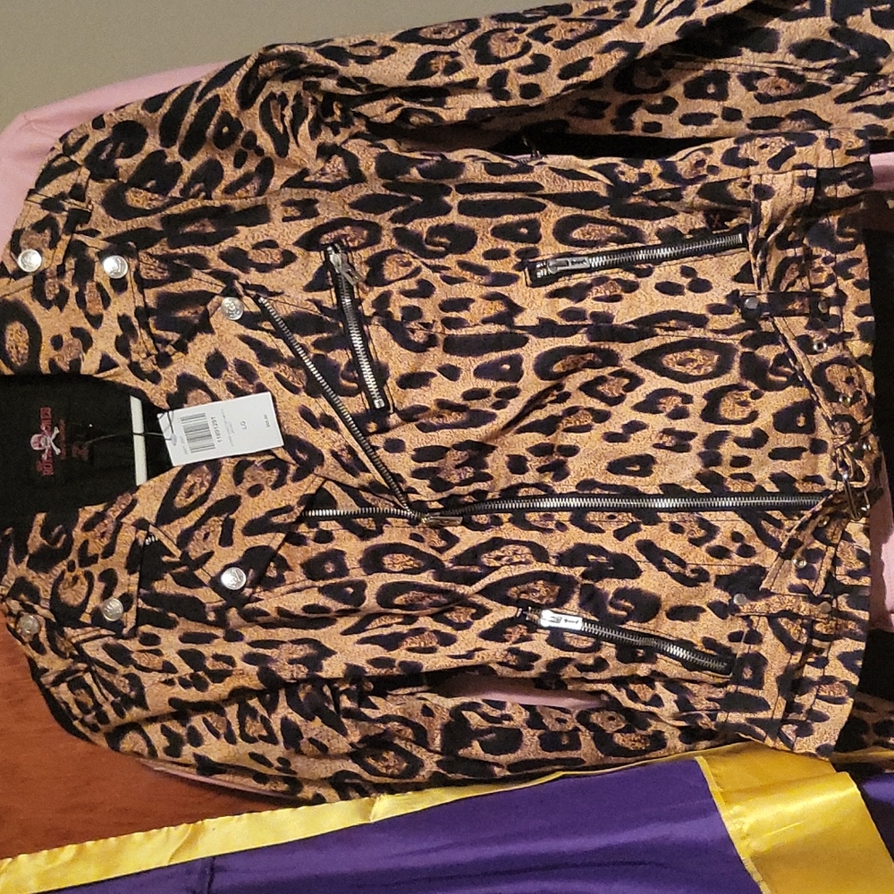 COPY - COPY - Hot Topic Royal Bones Leopard Moto Jacket